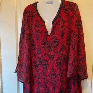Roz&Ali Red and Black Blouse Size 2X